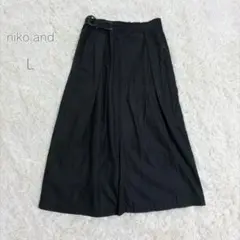 【ニコアンド】ロングフレアスカート　コットン100% ブラック　Lのサムネイル