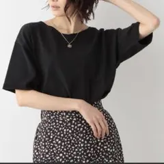 GLOBAL WORK 洗えるサラサラVネックプルオーバー　　 ブラックLサイズ