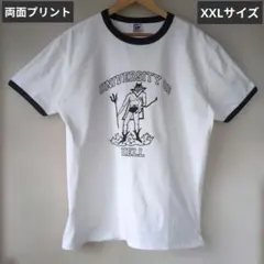 リンガーTシャツ XXL 両面プリント デビル 悪魔 白 黒のサムネイル