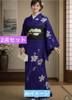 アンティーク着物と帯セット2点セット