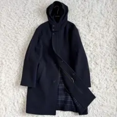 未使用級　カシミヤ　バーバリーロンドン　ロングコート　ノバチェック　ダークグレー