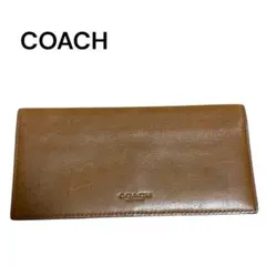 COACH コーチ 長財布 二つ折り レザー ブラウン メンズ 人気 良品 茶色
