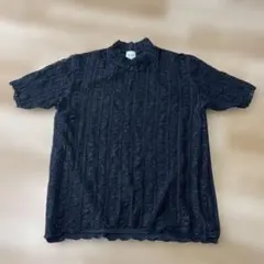 レース 半袖 Tシャツ カットソー 黒 トップス