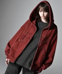 ADRER ヘビーウェイトロゴダブルジップパーカー