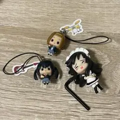 けいおん　ストラップ&フィギュアセット　中野梓　田井中律　秋山澪