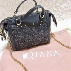 極美品✨DIANA ダイアナ 2way ミニボストンバッグ グリッター ラメ 黒のサムネイル