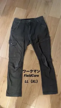 ワークマン FieldCore ダークグリーン（カーキ）カーゴパンツ LL