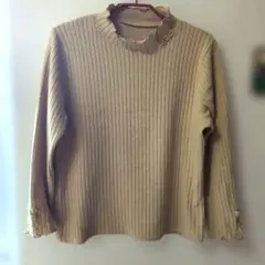 くるみ様専用　ベージュ リブ編み 長袖トップス　M〜Lサイズ