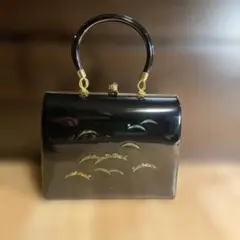 螺鈿細工（天然貝）ヴィンテージ フォーマルバッグ 黒の漆塗り