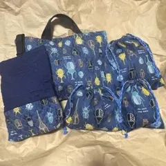 ハンドメイド　通園、入学5点セット　カブトムシ柄