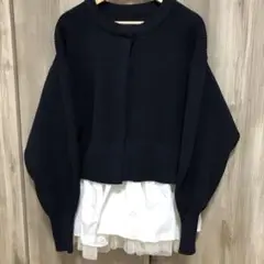 ティティベイト　ペプラムレイヤードニットカーディガン
