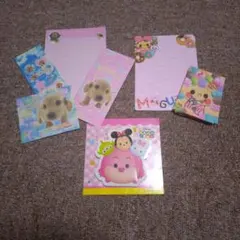 ディズニーツムツムの付箋紙、可愛いメモ用紙と封筒のセット