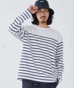 定価16500円　美品　AIGLE ボーダー長袖 Tシャツ Ｌ　エーグル　メンズのサムネイル