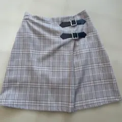 Heather チェック プリーツスカート ダブルバックル付き