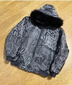 ペレペレ パフジャケット XL ブラック 刺繍 リアルファー スエード