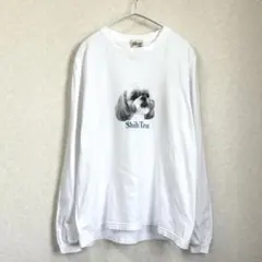 【GLOSTER】犬プリント ロンT シーズー S ユニセックス ホワイト