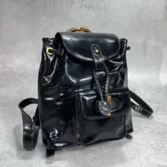 ✨美品✨GUCCI リュック バッグパック パテントレザー バンブー ブラックのサムネイル
