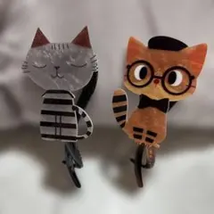 猫デザイン ヘアクリップセット