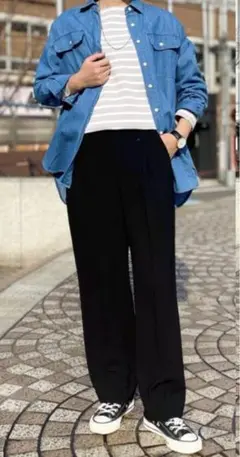 23区 ワイドパンツ 50 黒 ストレート オンワード 大きいサイズ トリアセ