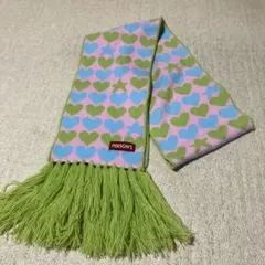 PERSON'S ハート柄マフラー フリンジ付き