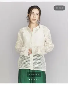 BEAUTY＆YOUTH コットンメッシュカーディガン