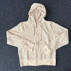 アースミュージックアンドエコロジー　パーカー　ストライプ　アイボリー　美品　S