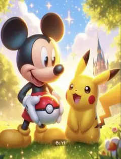 ダイアモンドアート ディズニー ミッキーマウス&ピカチュウ 30×40