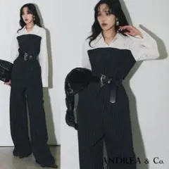 【新品】Andrea&Coストライプ ベルト付き サロペット ANDREA&Co. ストライプ オールインワン ベルト付き 新品未使用 - メルカリ