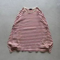 90s old uniqlo border l/s ボーダー 赤 ベージュのサムネイル