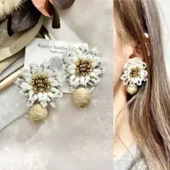 ビーズフラワー　ピアス　イヤリング　ハンドメイド　結婚式　ブライダル　発表会