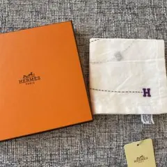 【新品未使用】HERMES シルクハンカチ ホワイト/パープル