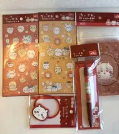 【ちいかわ 5点セット】キラキラシール2枚＋ボールペン＋ジッパー袋＋ヘアゴム