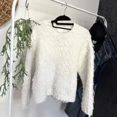 H&M 白ニット　ニット　セーター　ウール混