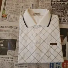 チェック柄 ホワイト ポロシャツ 長袖