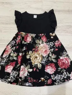 SHEIN キッズ ワンピース 花柄 フリル袖 98cm 3Yのサムネイル
