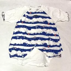 【50〜70サイズ】ロンパース 半袖　新品未使用　マリン柄 クジラ Angelのサムネイル