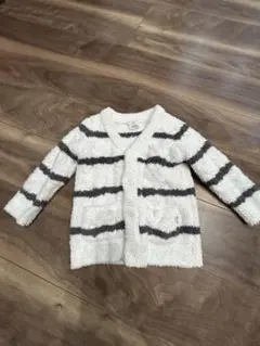 フリースジャケット XXS ホワイト グレー ストライプ