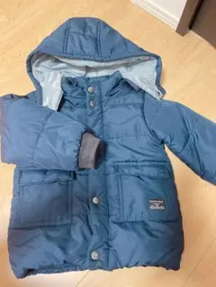 【匿名配送】ダークブルー ダウンコート 取り外しフード付き