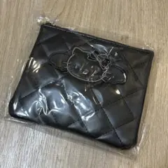 ハローキティ ブラックエンジェルコレクション キルティングフラットポーチ