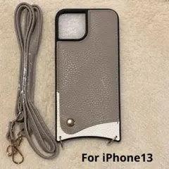 iPhone 13用 レザー風 スマホケース ポケット、ストラップ付き 肩かけ