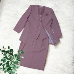 ノーカラー 3ピース セレモニースーツ ジャケット 半袖シャツ スカート 11号