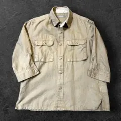 【nano universe】リネン100% 七分袖シャツ ベージュ S