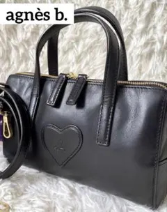 agnès b.アニエスベー ブラックハートロゴ 2wayミニハンドバッグ