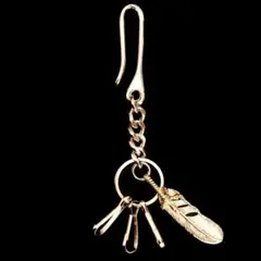 真鍮&ステンレス　オリジナル　金爪フェザー付　キーホルダー　キーチェーン