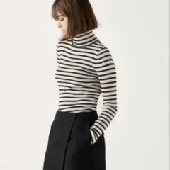 ユニクロ　UNIQLO タートルネック　セーター　ウール　ニット　ボーダー　M