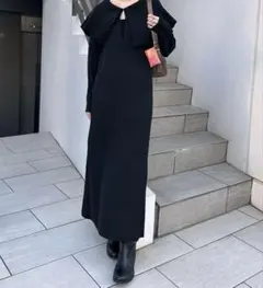 BIGカラーニットワンピース