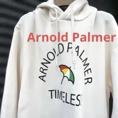❤️アーノルドパーマー　ロゴプリントパーカーオフホワイトM〜Lフード付きスウェット
