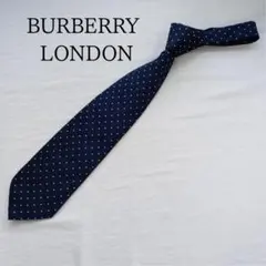 バーバリー ロンドン ネクタイ 紺 ドット柄 シルク 日本製【n5214】