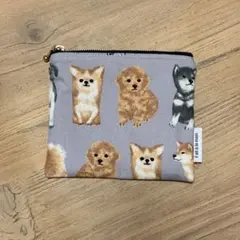 犬柄フラットポーチ