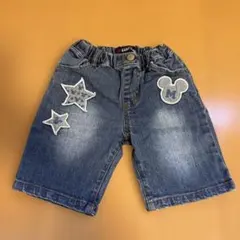 ベビードール（BABY DOLL） デニムハーフパンツ ミッキー刺繍 90サイズ